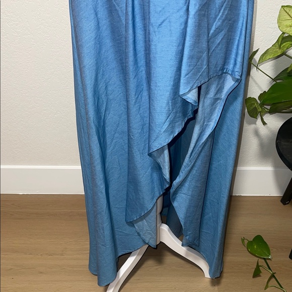 San Joy Blue High-Waist High Low Skirt - Picture 3 of 10